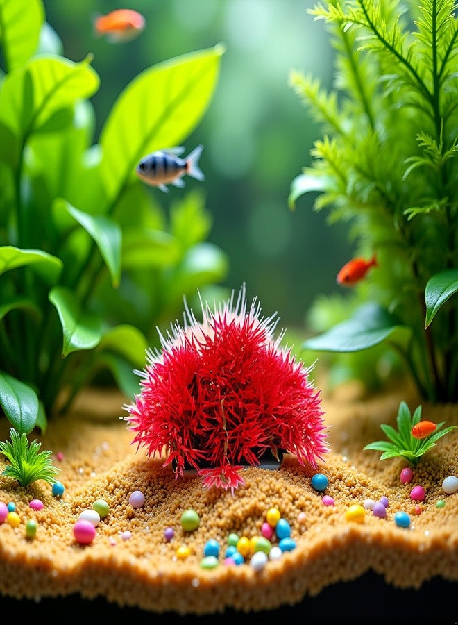 Sluswallow Red Artificial Flowers, Fake Flowers, Artificial Pine with Base Grass Fish Tank Ornament Aquatic Plant Landscape Decor, Aquarium Décor - Image 4
